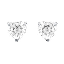 Jewelco London Ladies Sterling Silver Heart Cubic Zirconia Love Heart Solitaire Stud Earrings 10mm 7.00cts - HT10