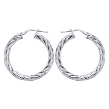 Jewelco London Ladies Sterling Silver Twisted Hoop Earrings 33mm - ER14