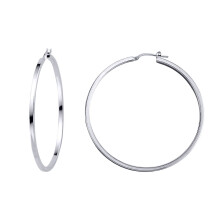 Jewelco London Ladies Sterling Silver Round Tube Polished Hoop Earrings 54mm - ER11