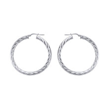 Jewelco London Ladies Sterling Silver Twisted Hoop Earrings 43mm - ER13