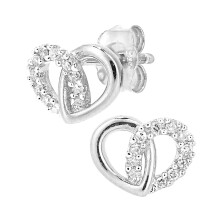 Jewelco London 9ct White Gold Round 7pts Diamond Heart Stud Earrings - PE0AXL5598W