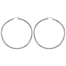 Jewelco London Ladies Sterling Silver Round Tube Polished Hoop Earrings 65mm - ER12
