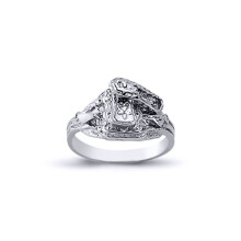 (A) Jewelco London Boys Rhodium Plated Sterling Silver Horse Rope Saddle Ring 8mm - ARN088