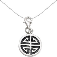Jewelco London Unisex Sterling Silver Black Enamel Segment Spiral Lobster Clasp Link Charm - CM170