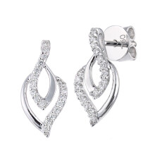 Jewelco London 18ct White Gold Round 12pts Diamond Wishbone Rain Drop Stud Earrings - PE0AXL5569W18