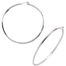 Jewelco London Ladies Sterling Silver Round Tube Polished Hoop Earrings 65mm - ER21