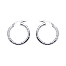 Jewelco London Ladies Sterling Silver Square Tube Polished Hoop Earrings 24mm - ER4