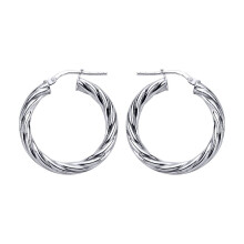 Jewelco London Ladies Sterling Silver Twisted Hoop Earrings 28mm - ER15