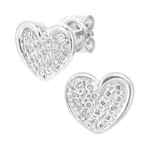 Jewelco London 18ct White Gold Round 20pts Diamond Heart Stud Earrings - PE0AXL5605W18