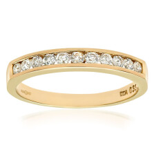 (R) Jewelco London 9ct Yellow Gold Round 1/3ct Diamond 11 Stone Channel Set Eternity Ring 2.5mm - PR0AXL3632Y