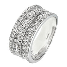 (Q) Jewelco London 9ct White Gold Round 1/2ct Diamond Tiered 5 Row Eternity Ring 9mm - PR1AXL0181W