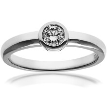 (L) Jewelco London 18ct White Gold Round 1/4ct Diamond Donut Bezel Solitaire Engagement Ring - PR0AXL916218KW