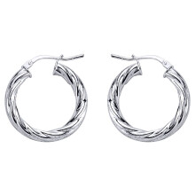 Jewelco London Ladies Sterling Silver Twisted Hoop Earrings 4mm 23mm - ER16