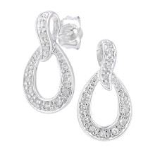 Jewelco London 9ct White Gold Round 10pts Diamond Teardrop Stud Earrings - PE0AXL5646W