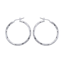 Jewelco London Ladies Sterling Silver Twisted Hoop Earrings 37mm - ER18