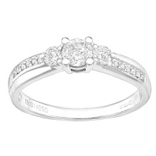 (N) Jewelco London 18ct White Gold Round 0.44ct Diamond 6pts Crossover Graduated Trilogy Engagement Ring - PR1AXL2321W18