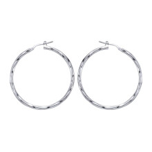 Jewelco London Ladies Sterling Silver Twisted Hoop Earrings 48mm - ER19