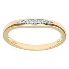 (O) Jewelco London 9ct Yellow Gold Round 5pts Diamond 7 Stone Pave Panel Wedding Ring 2mm - PR0AXL8497BY