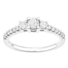 (P) Jewelco London 18ct White Gold Round 0.35ct Diamond 15pts Shoulder Set Raised Graduated Trilogy Ring - PR1AXL2320W18