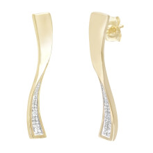 Jewelco London 9ct Yellow Gold Round 2pts Diamond Twist Drop Earrings - PE0AXL3448Y