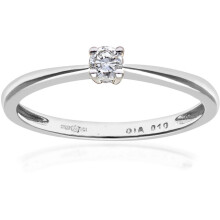 (N) Jewelco London 9ct White Gold Round 10pts Diamond 4 Claw Solitaire Engagement Ring - PR0AXL4304W9JPK