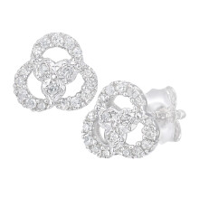 Jewelco London 9ct White Gold Round 14pts Diamond Twisted Pretzel Trilogy Rings Stud Earrings - PE0AXL5541W