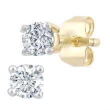 Jewelco London 9ct Yellow Gold Round 1/4ct Diamond Solitaire Stud Earrings - PE0AXL37579KY