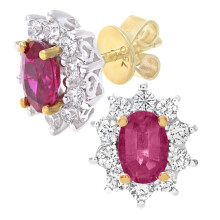 Jewelco London 18ct Yellow Gold Round 1/2ct Diamond Cluster Stud Earrings - PE0AXL3899YRU