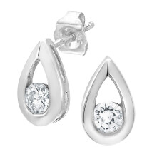 Jewelco London 9ct White Gold Round 1/3ct Diamond Solitaire Stud Earrings - PE0AXL1805WDia