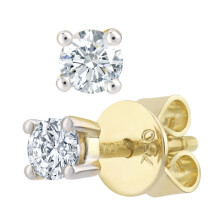 Jewelco London 18ct Yellow Gold Round 1/4ct Diamond Solitaire Stud Earrings - PE0AXL375718KY