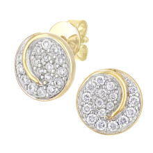 Jewelco London 18ct Yellow Gold Round 0.3ct Diamond Circle Stud Earrings - PE0AXL5607Y18