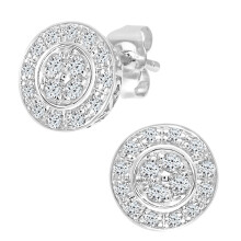 Jewelco London 9ct White Gold Round 22pts Diamond Circle Stud Earrings - PE0AXL3653W