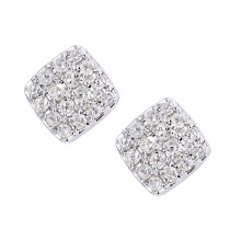 Jewelco London 9ct White Gold Round 15pts Diamond Halo Stud Earrings - DE1AXL646W