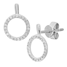 Jewelco London 9ct Yellow Gold Round 13pts Diamond Circle Drop Earrings - DE1AXL507W