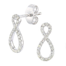 Jewelco London 9ct White Gold Round 20pts Diamond Infinity Stud Earrings - PE2AXL0149W
