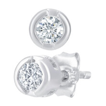 Jewelco London 9ct White Gold Round 1/4ct Diamond Solitaire Stud Earrings - PE0AXL1571W