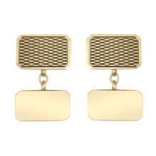 Jewelco London Men's Solid 9ct Yellow Gold Twin Rectangular Ogee Pattern Chain Linked Cufflinks - JCL036