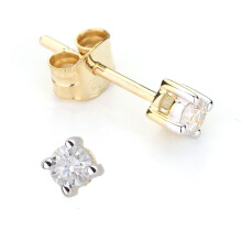Jewelco London 9ct Yellow Gold Round 15pts Diamond 4 Claw Soliatire Stud Earrings - DE2AXL141Y