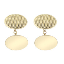 Jewelco London Men's Solid 9ct Yellow Gold Twin Oval Ogee Pattern Chain Linked Cufflinks - JCL034