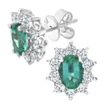 Jewelco London 18ct White Gold Round 1/2ct Diamond Cluster Stud Earrings - PE0AXL3899WEM