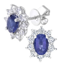 Jewelco London 18ct White Gold Round 2/3ct Diamond Cluster Stud Earrings - PE0AXL3909WSA