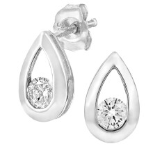 Jewelco London 9ct White Gold Round 1/4ct Diamond Solitaire Stud Earrings - PE0AXL1804WDia