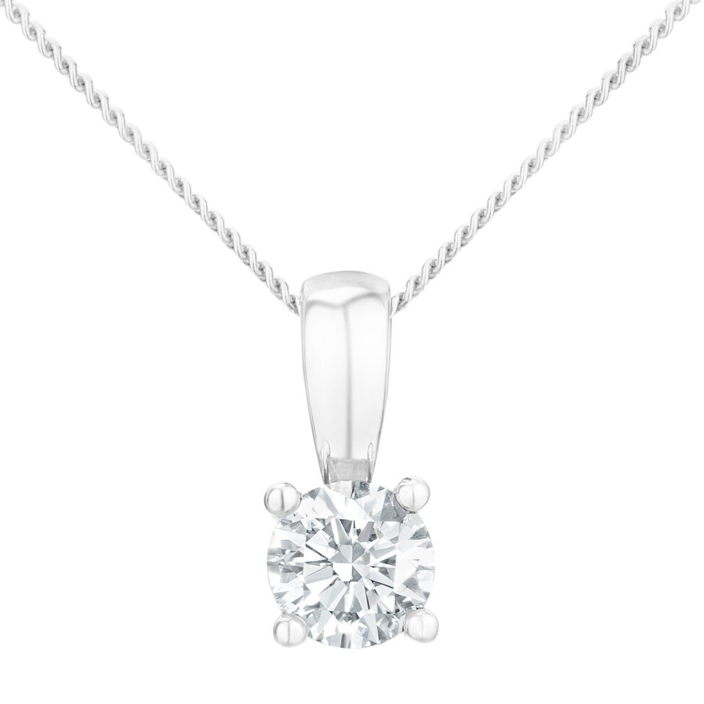 Photos - Pendant / Choker Necklace Jewelco London Platinum Round 1/3ct Diamond Solitaire Pendant Necklace 18 inch 46cm - PP0AXL2021PTJPK Silver PP0AXL2021PTJPK