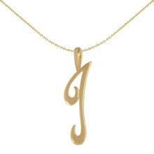 Jewelco London Solid 9ct Yellow Gold Script Identity Initial Pendant Letter I - JIN002-I