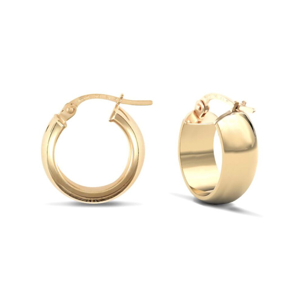 Jewelco London Ladies 9Ct Yellow Gold D-Shape Wedding Band Style 6Mm Hoop Earrings 15Mm - Jer018