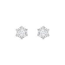 Jewelco London Solid 9ct White Gold White Round Brilliant CZ 6 Claw Solitaire Heavy Weight Stud Earrings, 4mm 0.50CTS - JES176