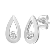 Jewelco London 9ct White Gold Round 15pts Diamond Solitaire Stud Earrings - PE0AXL1803W