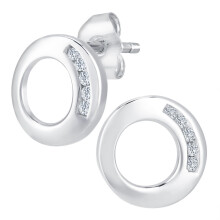 Jewelco London 9ct White Gold Round 5pts Diamond Circle Stud Earrings - PE0AXL3522W
