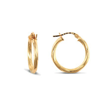 Jewelco London Ladies 9ct Yellow Gold Twisted 2.5mm Hoop Earrings 20mm - JER560B