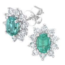 Jewelco London 18ct White Gold Round 2/3ct Diamond Cluster Stud Earrings - PE0AXL3909WEM
